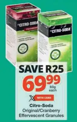Checkers Citro-Soda Original/Cranberry Effervescent Granules offer