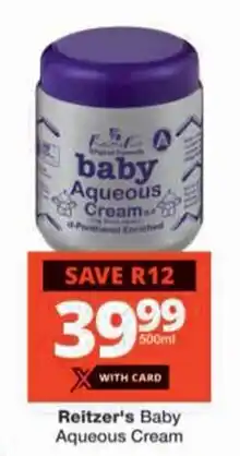 Checkers Reitzer's Baby Aqueous Cream offer