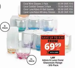 Checkers LAV Adora & Lune Coral Glassware Range offer