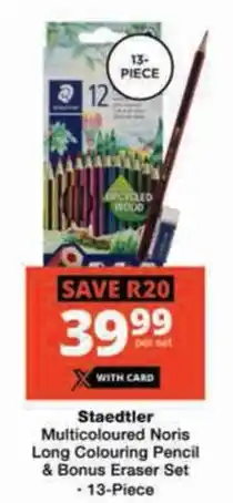 Checkers Staedtler Multicoloured Noris Long Colouring Pencil & Bonus Eraser Set offer