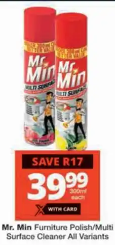Checkers Mr. Min Furniture Polish/Multi Surface Cleaner offer