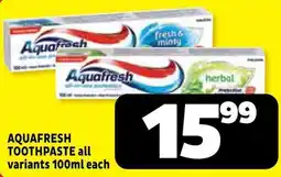 Usave AQUAFRESH TOOTHPASTE offer