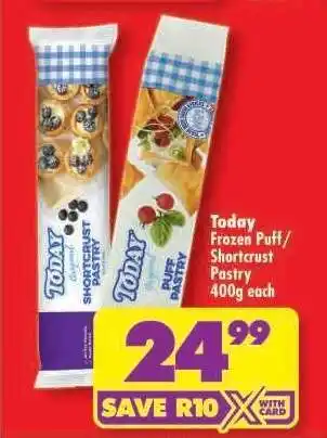 Shoprite Today Frozen Puff/Shortcrust Pastry 400g each offer