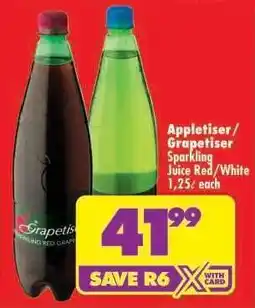Shoprite Appletiser/Grapetiser Sparkling Juice Red/White 1.25ℓ offer