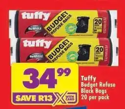 Shoprite TUFFY BUDGET REFUSE BLACK BAGS 20 per pack offer