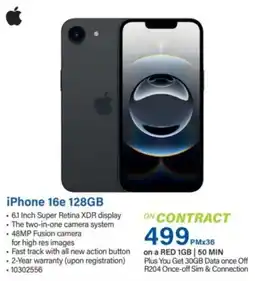 Incredible Connection iPhone 16e 128GB offer