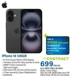 Incredible Connection iPhone 16 128GB offer