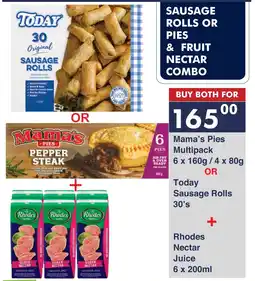 President Hyper Sausage Rolls or Pies & Fruit Nectar Combo offer