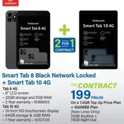 Incredible Connection Smart Tab 8 Black Network Locked + Smart Tab 10 4G offer