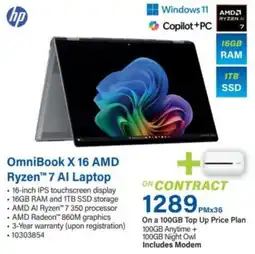 Incredible Connection OmniBook X 16 AMD Ryzen 7 AI Laptop offer