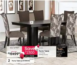 Bradlows Porto Table + Porto Dining Chairs offer