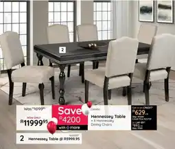 Bradlows Hennessey Table + Hennessey Dining Chairs offer