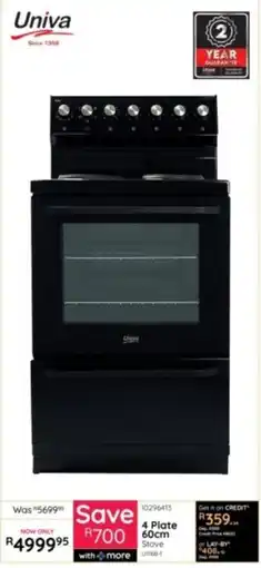 Bradlows Univa 4 Plate 60cm Stove offer