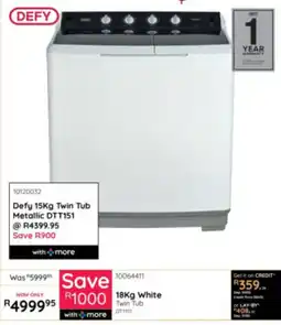 Bradlows Defy 15Kg Twin Tub Metallic DTT151 offer