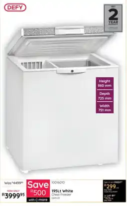 Bradlows DEFY 195Lt White Chest Freezer offer
