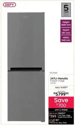 Bradlows Defy Metallic Freezer Fridge offer
