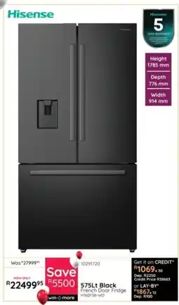 Bradlows Hisense Black French Door Fridge offer
