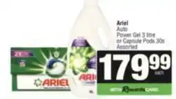 KwikSpar Ariel Auto Power Gel 3 litre or Capsule Pods 30s Assorted offer