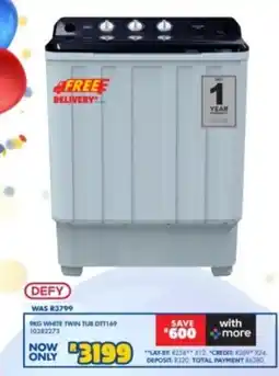 Russells DEFY 9KG WHITE TWIN TUB DTT169 offer