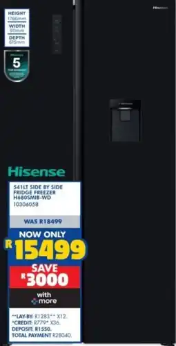 Russells Hisense 541LT Side by Side Fridge Freezer offer