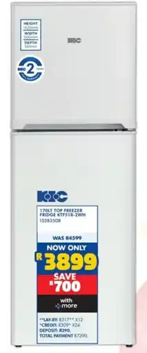 Russells KOC 170LT TOP FREEZER FRIDGE offer