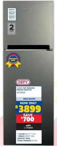 Russells Defy 157LT Top Freezer Fridge offer