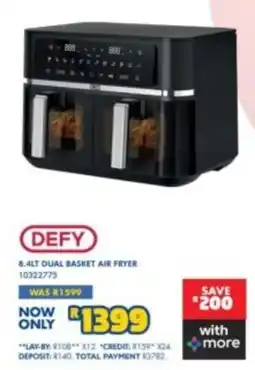 Russells DEFY 8.4LT DUAL BASKET AIR FRYER offer