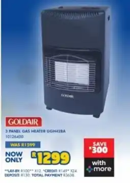 Russells Goldair 3 panel gas heater offer