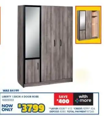 Russells LIBERTY 120CM 4 DOOR ROBE offer
