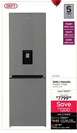 Bradlows DEFY 348Lt Metallic Freezer Fridge offer