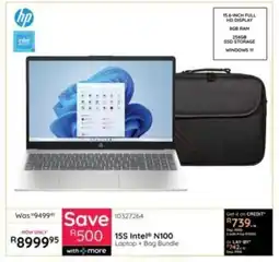 Bradlows HP 15S Intel N100 Laptop + Bag Bundle offer