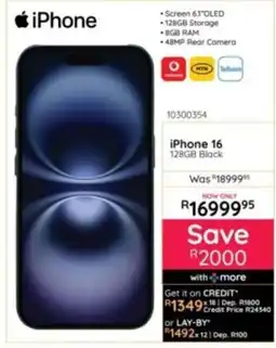 Bradlows iPhone 16 128GB Black offer
