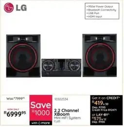 Bradlows LG 2.2 Channel XBoom Mini HiFi System offer