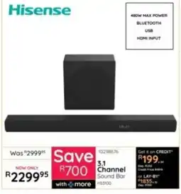 Bradlows Hisense 3.1 Channel Sound Bar HS3100 offer