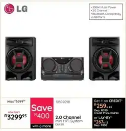 Bradlows LG 2.0 Channel Mini HiFi System offer