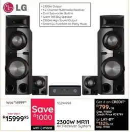 Bradlows LG 2300W MR11 AV Receiver System offer