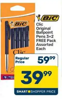 Pick n Pay BIC Clic Original Ballpoint Pens 3+2 FREE Pack Assorted Each offer