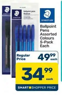 Pick n Pay Ballpoint Pens Assorted Colours 5-Pack Each offer