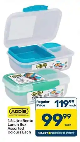 Pick n Pay ADDIS 1.6 Litre Bento Lunch Box Assorted Colours Each offer