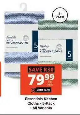 Checkers Essentials Kitchen Cloths - 5-Pack offer