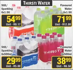 J&E Cash and Carry Thirsti Water Still/ Sparkling offer