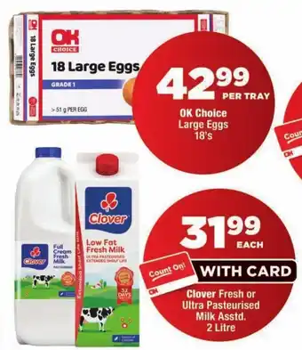 OK Foods Clover Fresh or Ultra Pasteurised Milk offer
