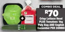 OK Foods Crisp Lettuce Head PLUS Tomatoes 1kg Poly Bag AND English Cucumber offer