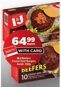 OK Foods I&J Beefers Frozen Beef Burgers offer