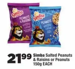 OK Foods Simba Salted Peanuts & Raisins or Peanuts offer