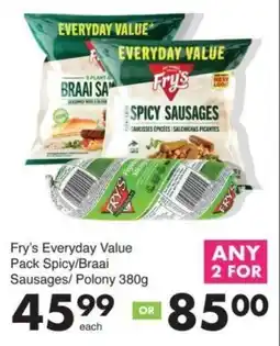 Save Hyper Fry's Everyday Value Pack Spicy/ Braai Sausages/ Polony offer