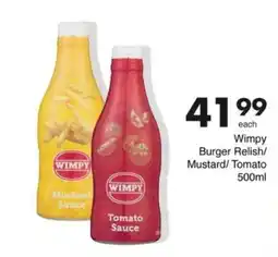 Save Hyper Wimpy Burger Relish/Mustard/Tomato offer
