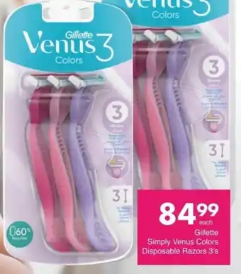 Save Hyper Gillette Simply Venus Colors Disposable Razors 3's offer