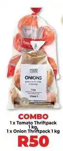 Food Lover's Market Tomato thriftpack 1 kg, onion thriftpack 1 kg offer
