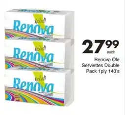 Save Hyper Renova Ole Serviettes Double Pack 1ply 140's offer